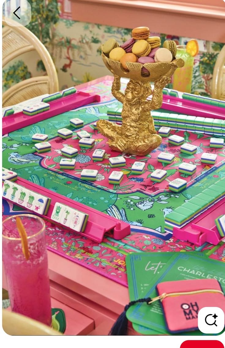 A bright designer mahjong tablescape in the club